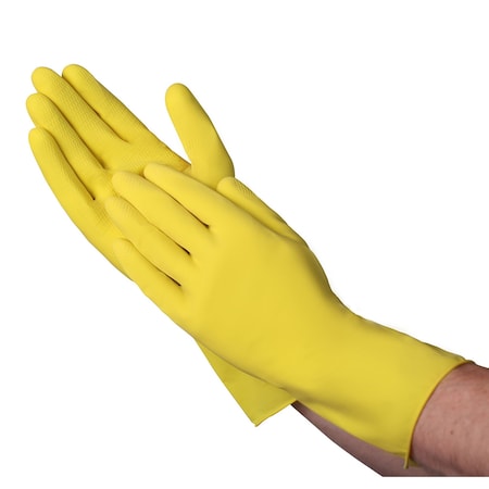 Latex Yellow Chemical Resistant Gloves Flock Lined, 12 Rolled Cuff, PK 288